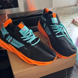 South Pole Black and Orange Sneakers with Teal Highlights